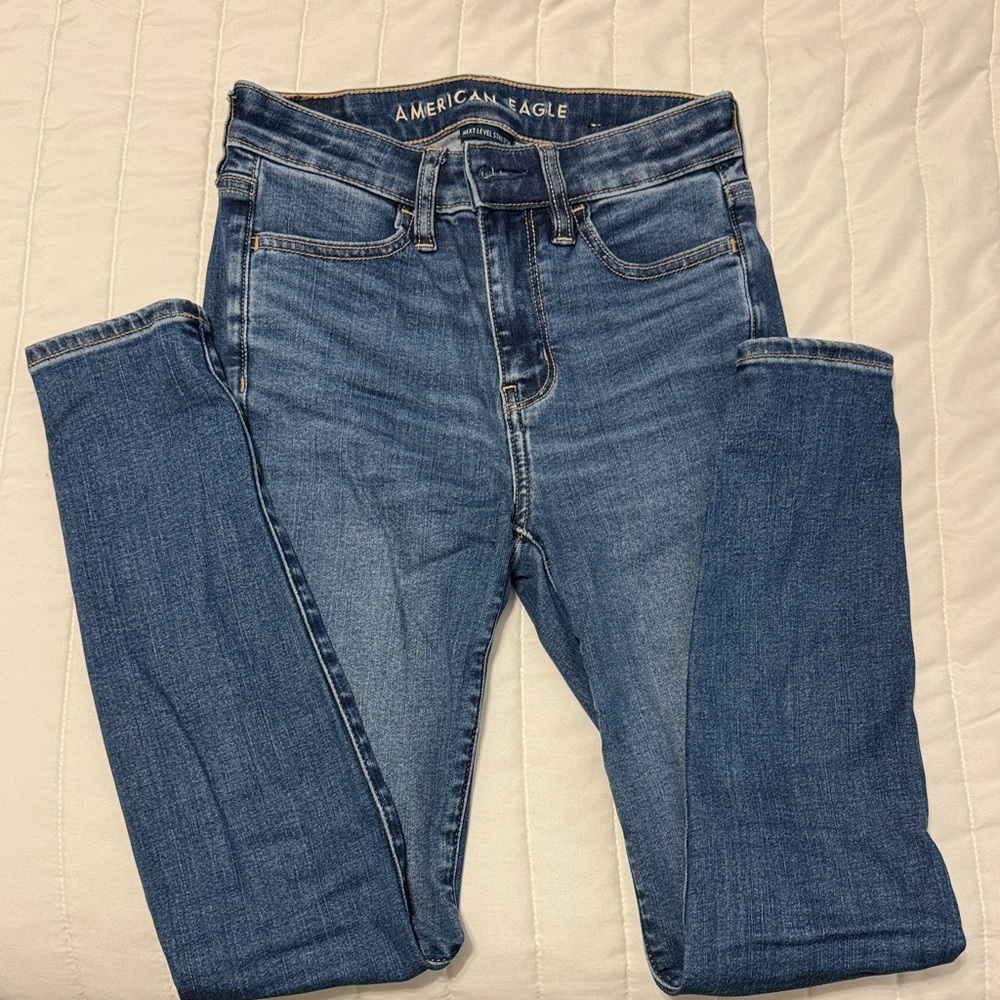 American Eagle Outfitters High Rise Blue Jeans- 0 short